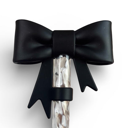 Next Nirvana black 3D silicone bow straw topper for 10mm reusable tumblers