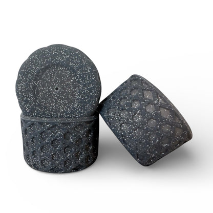 Next Nirvana black glitter silicone waffle tumbler boot for non-slip protection on cups with 2.8 to 3 inch bases.