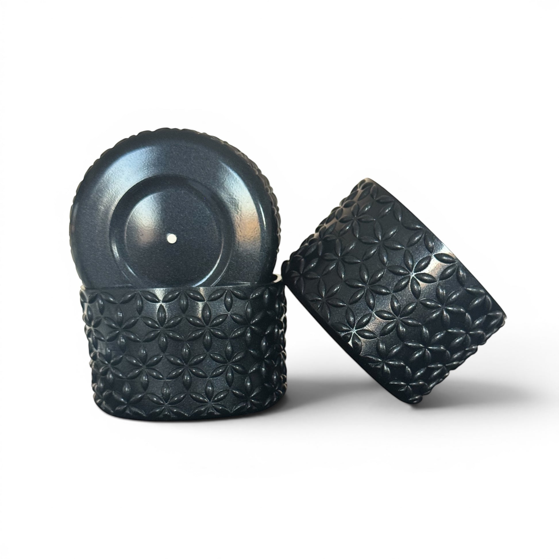 Next Nirvana black ice shimmer silicone tumbler boot set with 3D floral texture for 20-40oz insulated cups
