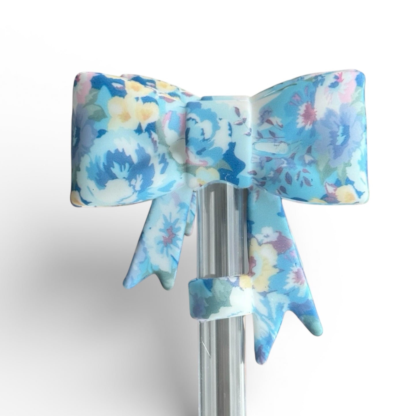 Next Nirvana 3D blue floral silicone bow straw topper for 10mm reusable straws