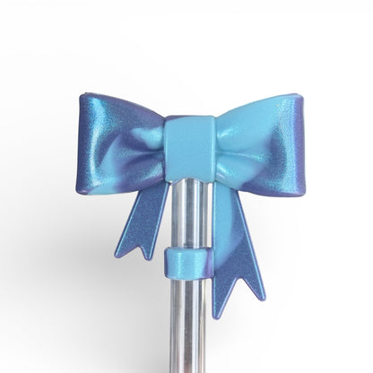 Next Nirvana blue shimmer 3D silicone bow straw topper for tumblers