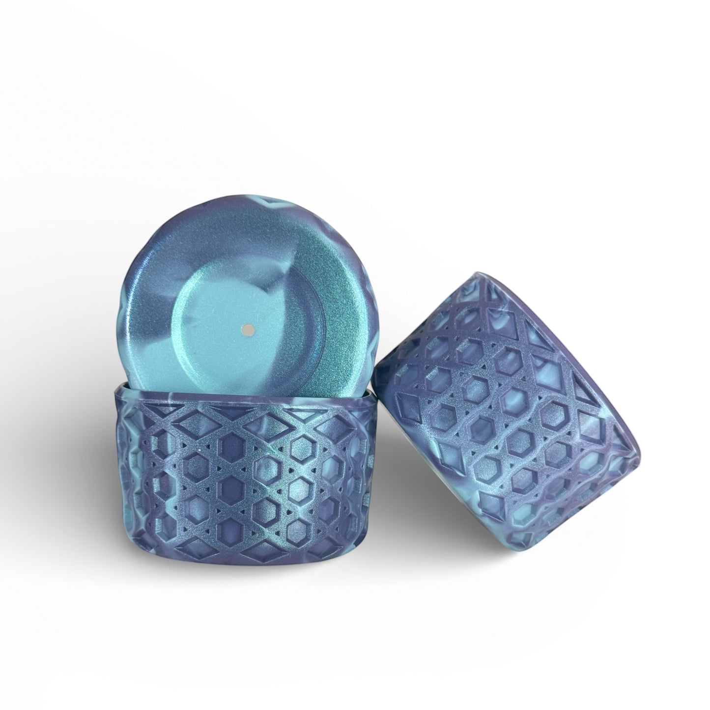 Next Nirvana blue shimmer waffle-textured silicone tumbler boot set for 20-40oz cups with non-slip base