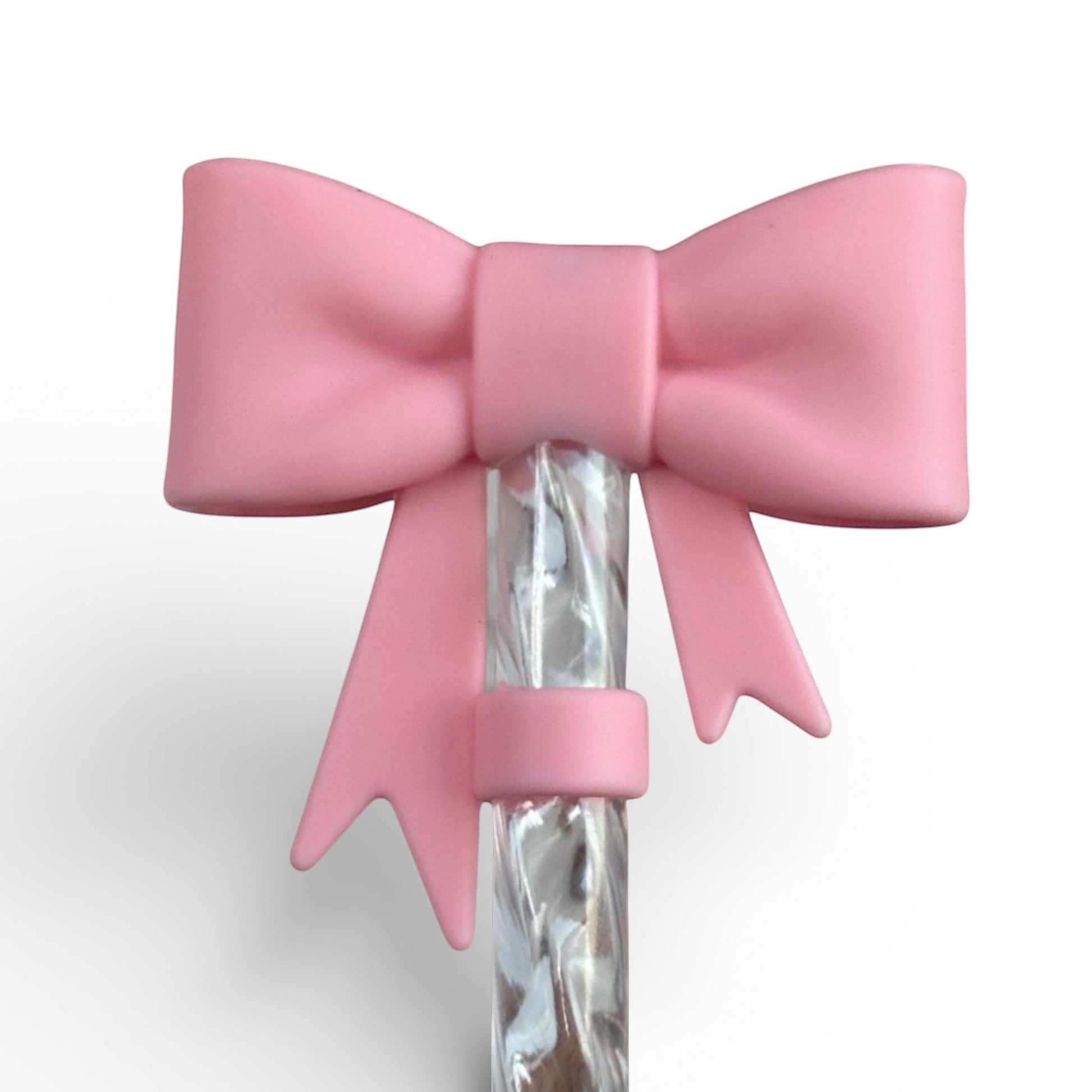 Next Nirvana blush pink 3D silicone bow straw topper for 10mm reusable tumbler straws
