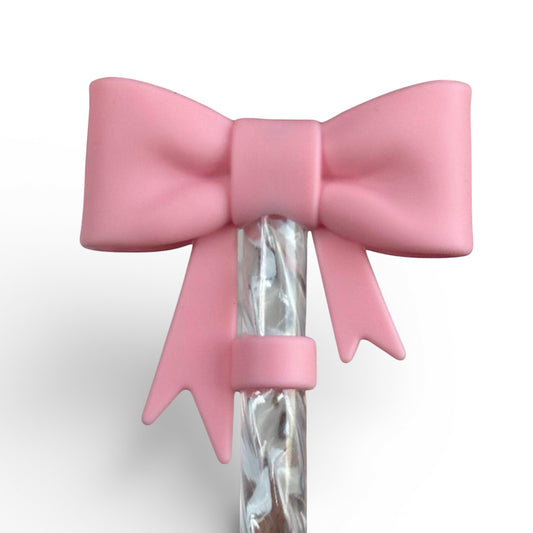 Next Nirvana blush pink 3D silicone bow straw topper for 10mm reusable tumbler straws