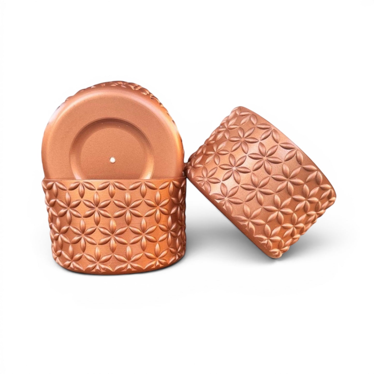 Next Nirvana bronze silicone tumbler boots with a floral 3D pattern for 20-40oz insulated cups.