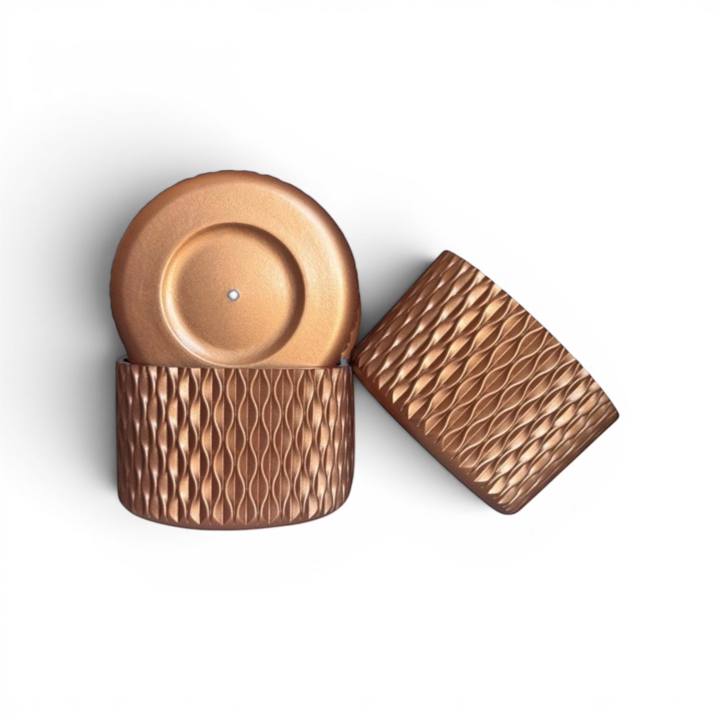 Next Nirvana bronze silicone tumbler boot and 3D bow straw topper set with a textured wave pattern