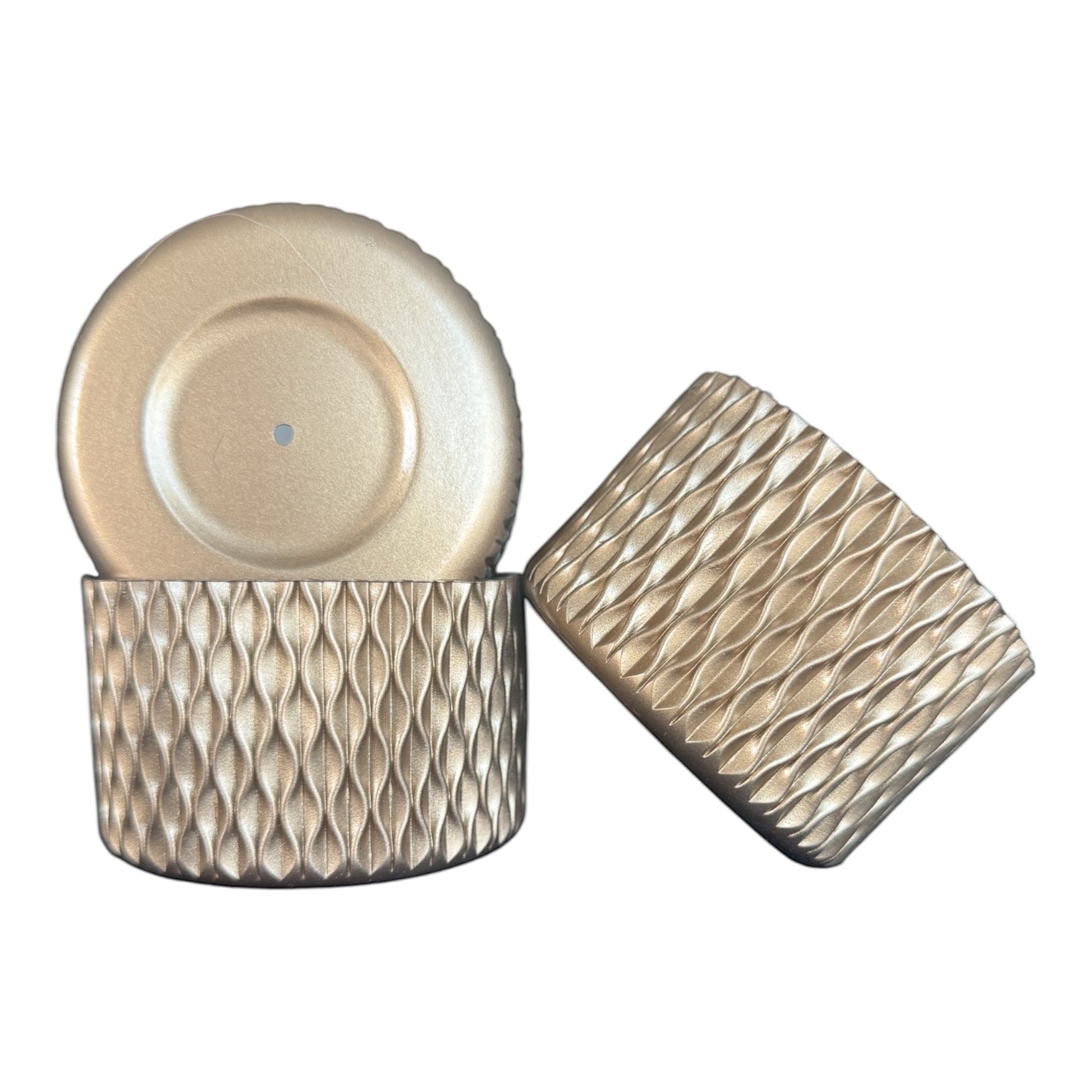 Next Nirvana champagne-colored silicone tumbler boot set with 3D wave texture for 20-40oz insulated drinkware.