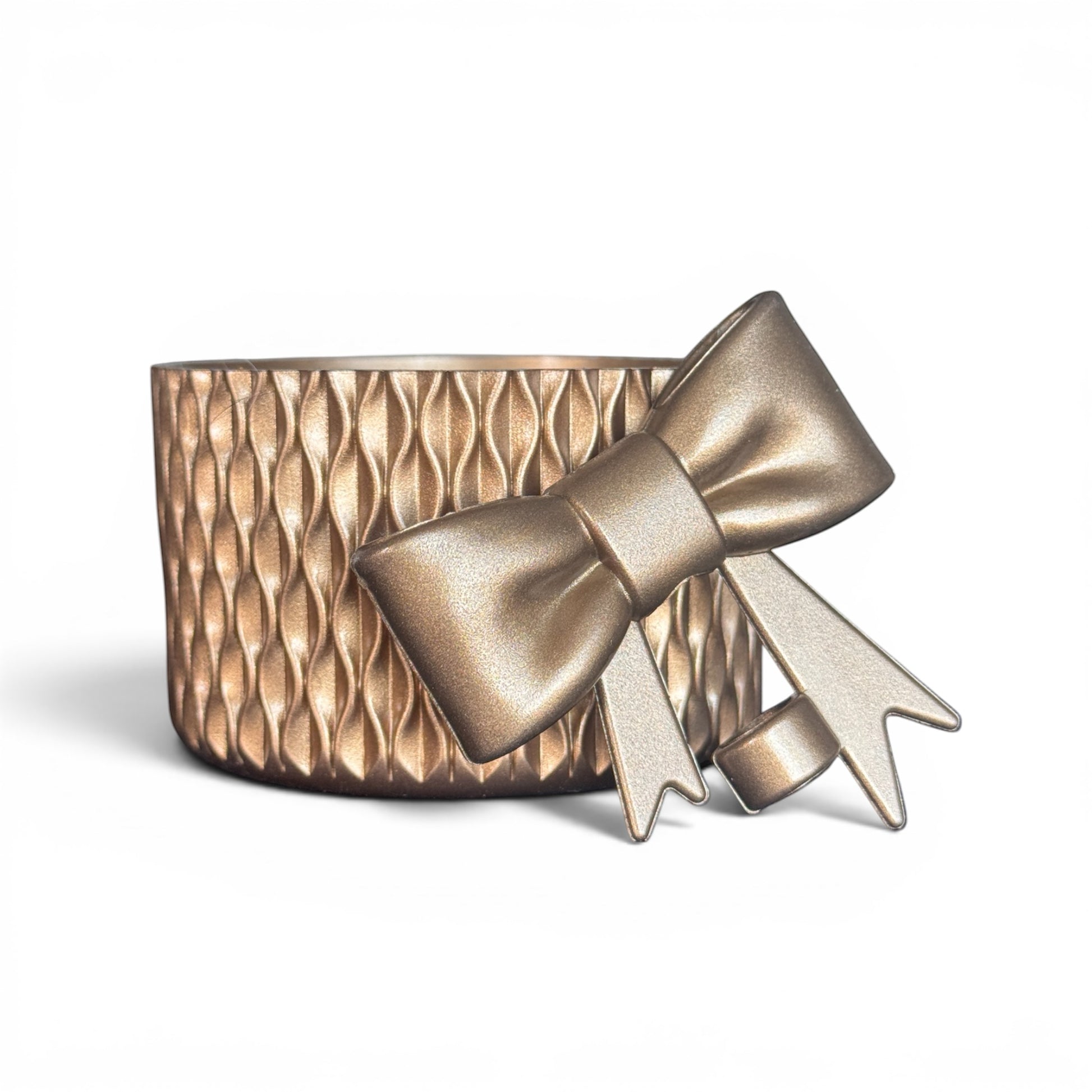 Next Nirvana champagne waves silicone tumbler boot and matching 3D bow straw topper set for insulated drinkware.