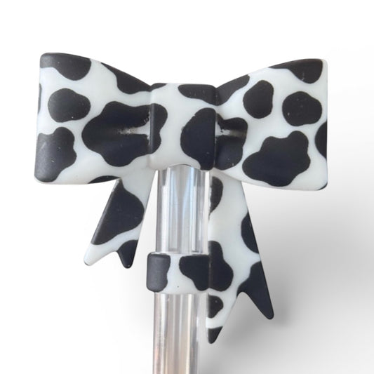 Next Nirvana cow print 3D silicone bow straw topper for 10mm reusable tumblers