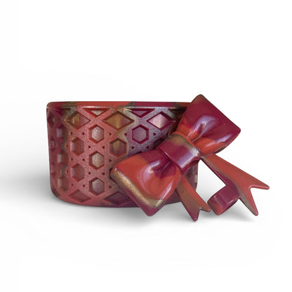 Next Nirvana country gold shimmer waffle silicone tumbler boot and matching 3D bow straw topper set