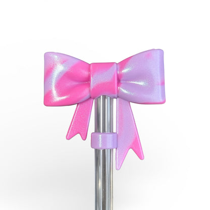 Next Nirvana lavender and pink swirl 3D silicone bow straw topper for tumblers