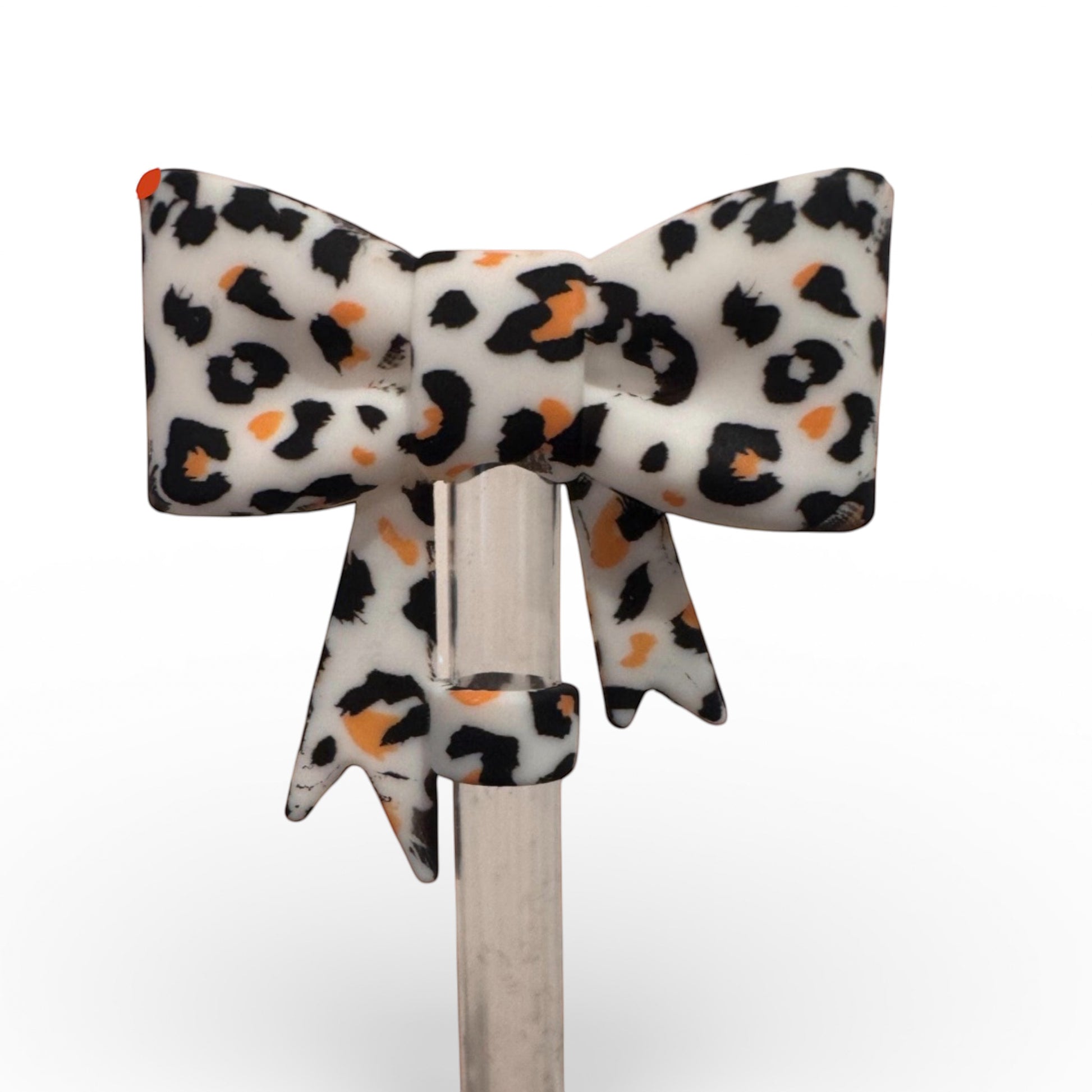 Next Nirvana leopard print 3D silicone bow straw topper for 10mm reusable tumbler straws