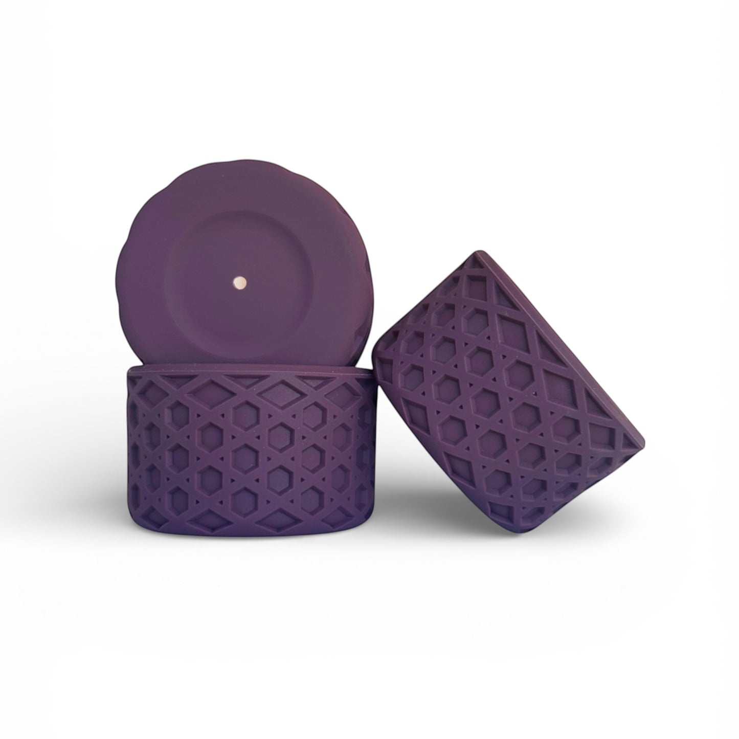 Next Nirvana matte dark purple silicone tumbler boot with a 3D waffle texture for 20-40oz insulated cups.