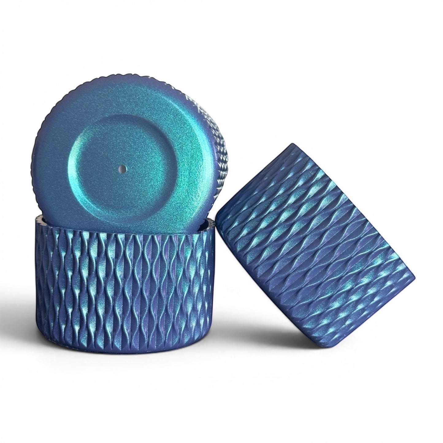 Next Nirvana navy shimmer silicone tumbler boot set with 3D wave texture for 20-40oz insulated cups.