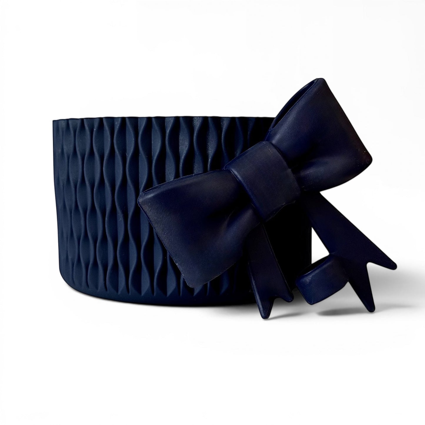 Next Nirvana navy matte silicone tumbler boot with 3D wave texture and matching bow straw topper