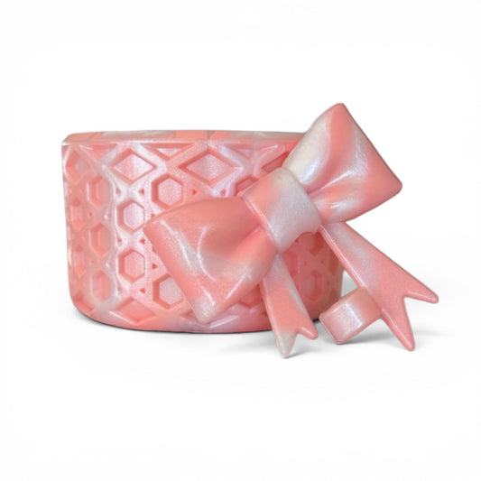 Next Nirvana peach bellini shimmer silicone tumbler boot with matching 3D waffle texture bow straw topper