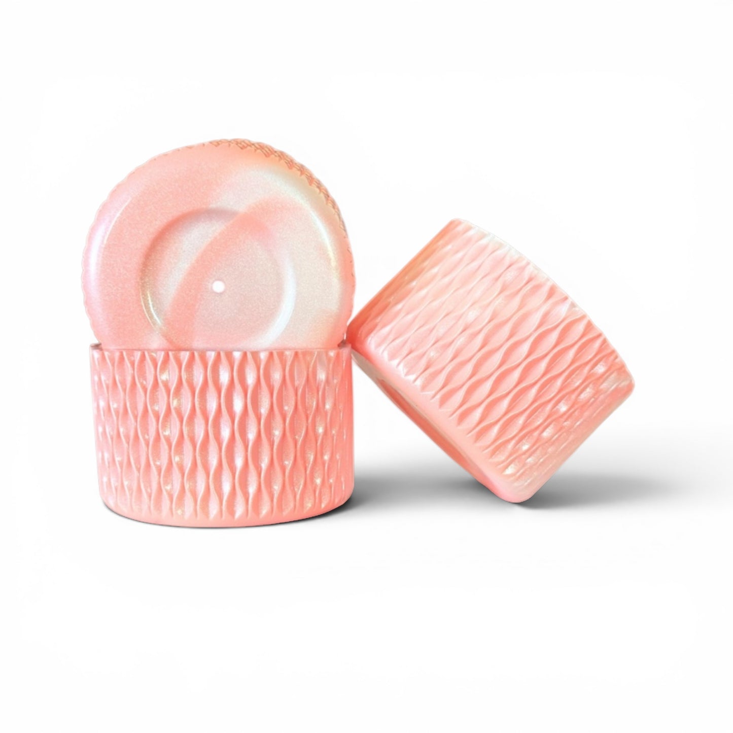 Next Nirvana peach bellini silicone tumbler boot and 3D bow straw topper set with a textured wavy design