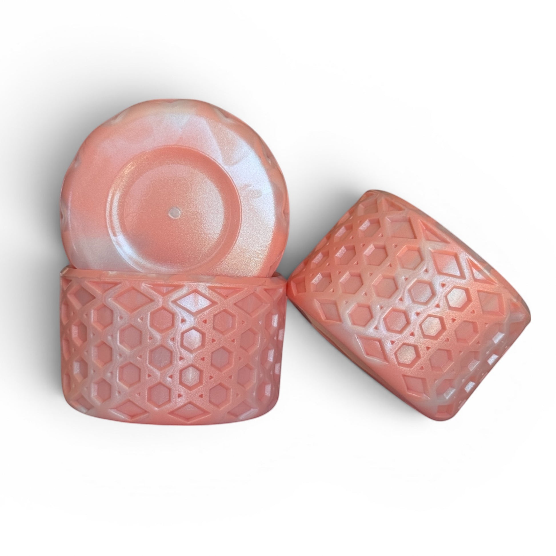 Next Nirvana peach bellini shimmer silicone tumbler boots with 3D waffle texture for 20-40oz insulated cups.