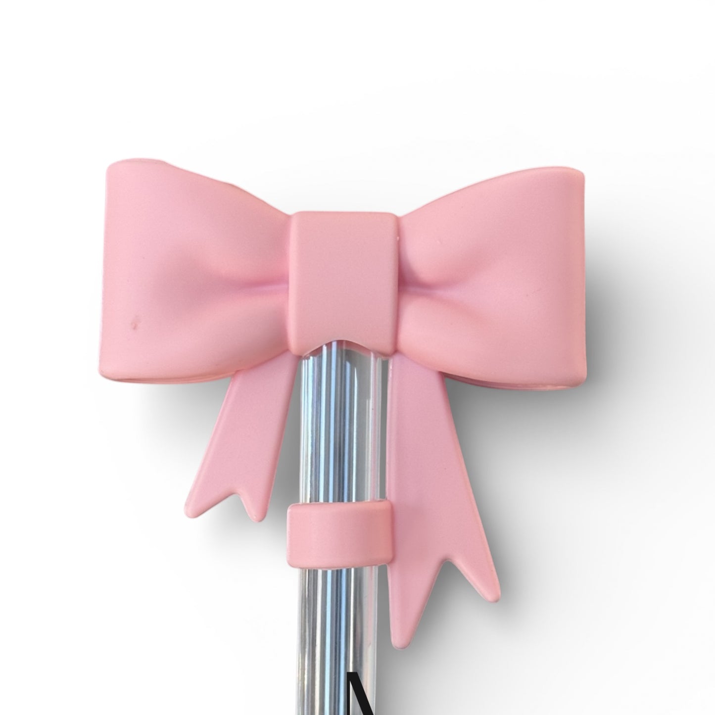 Next Nirvana matte rose pink 3D silicone bow straw topper for tumblers