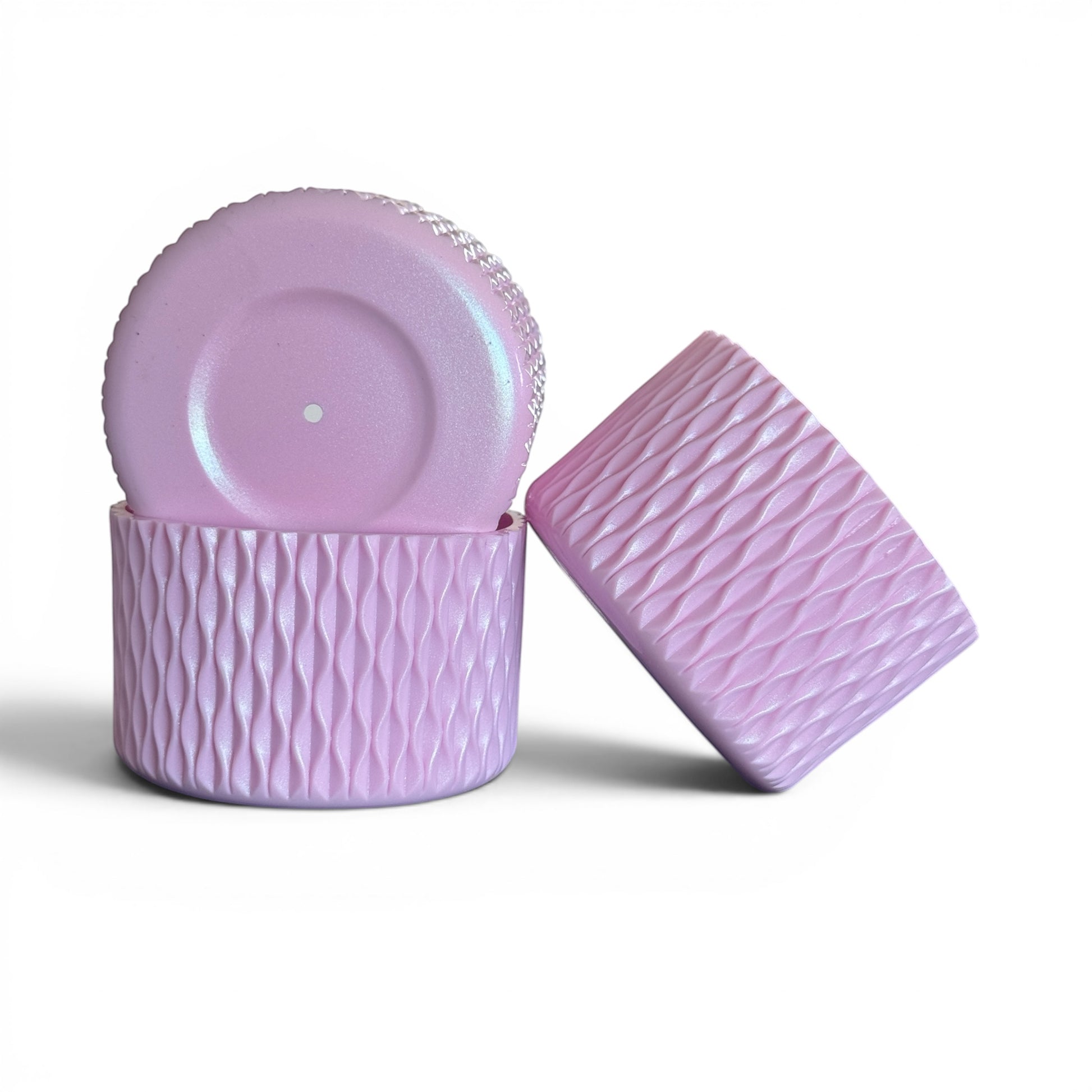 Next Nirvana pink sand shimmer silicone tumbler boot and 3D wave textured straw topper set for insulated cups