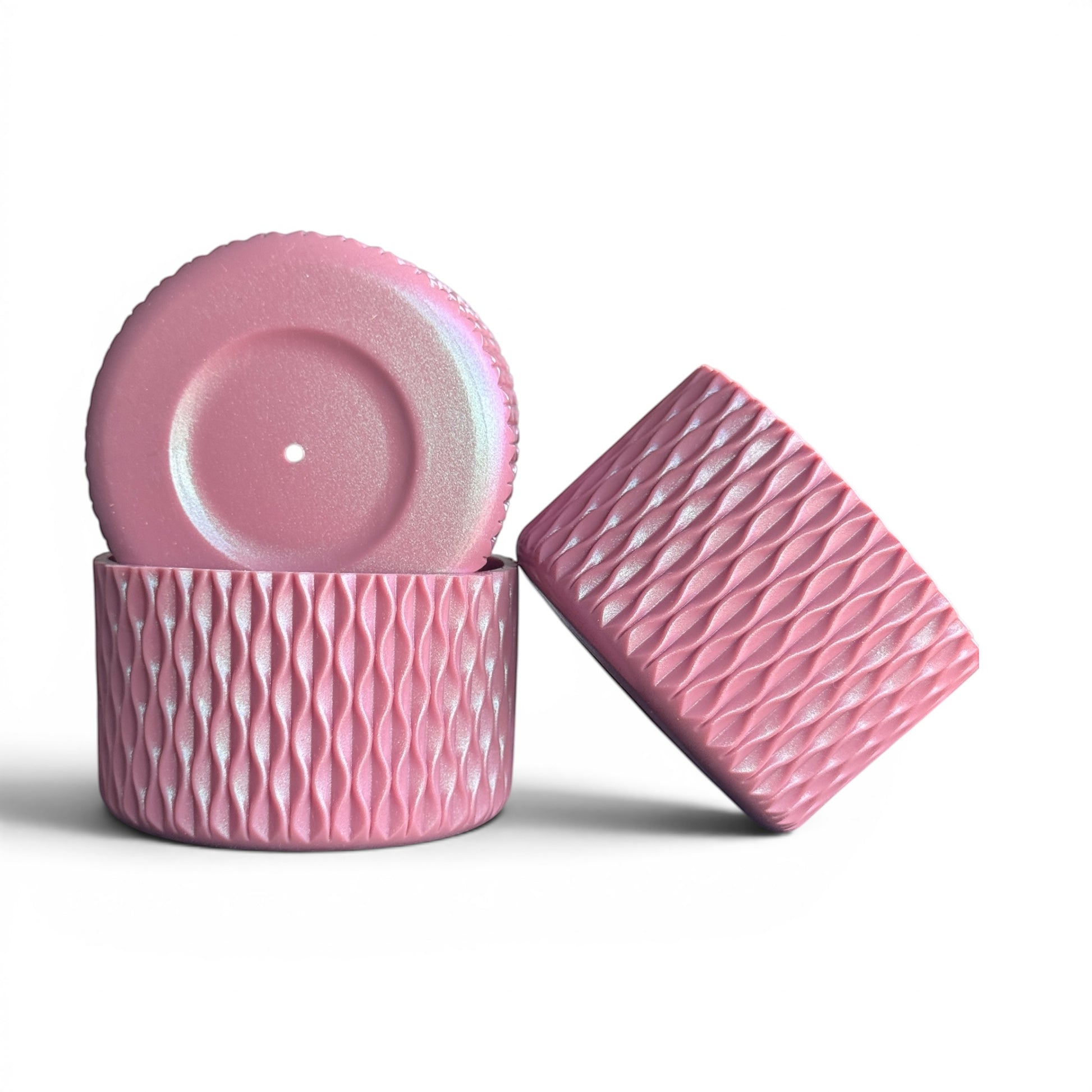 Next Nirvana antique pink shimmer silicone tumbler boot set with 3D wave texture for 20-40oz insulated cups