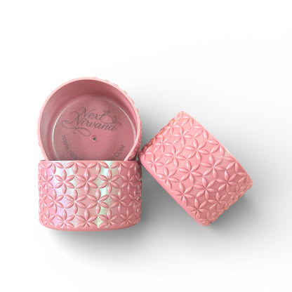Next Nirvana antique pink shimmer silicone tumbler boots with embossed floral pattern for 20-40oz insulated cups