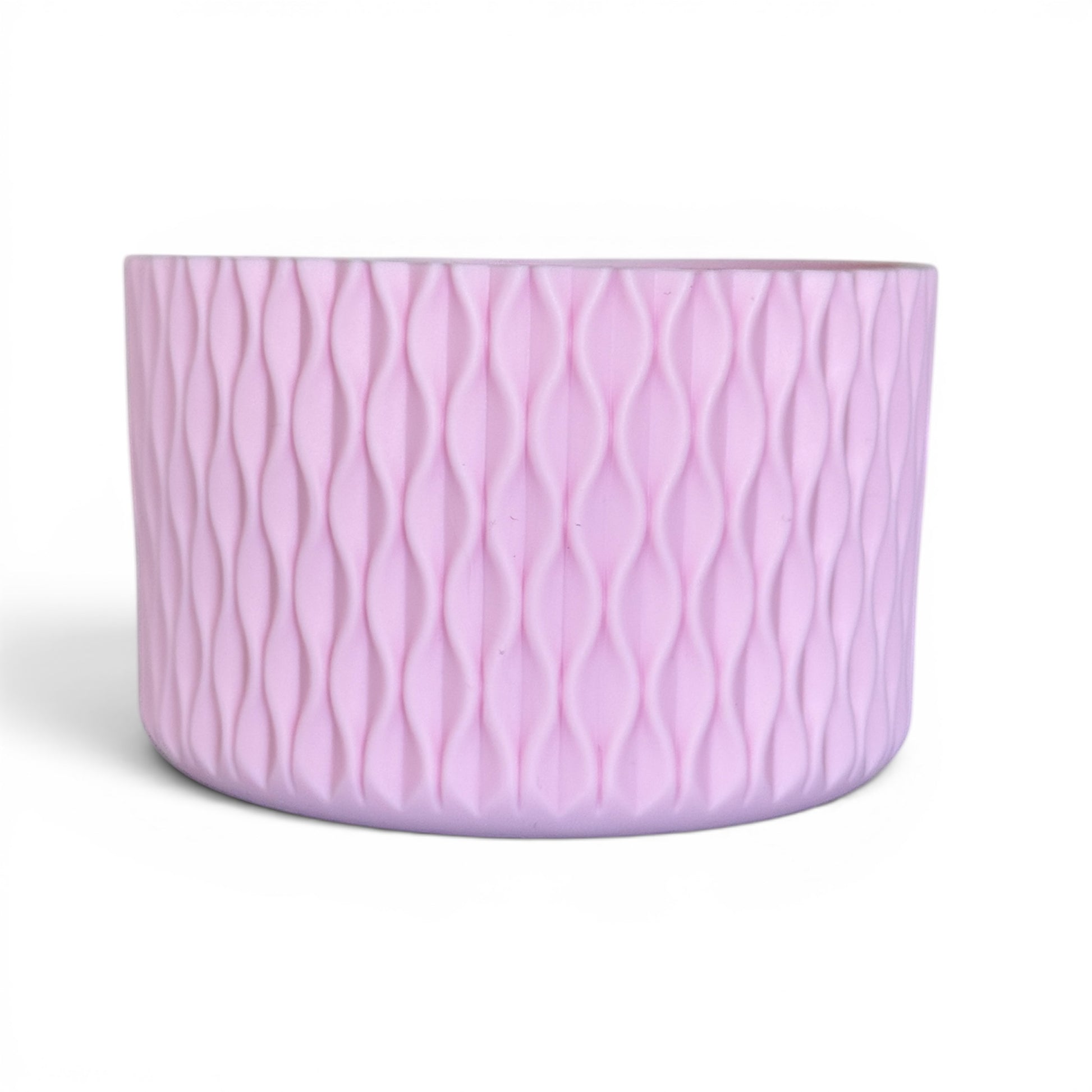 Next Nirvana matte pink silicone tumbler boot with a 3D wave texture for 20-40oz insulated drinkware protection.