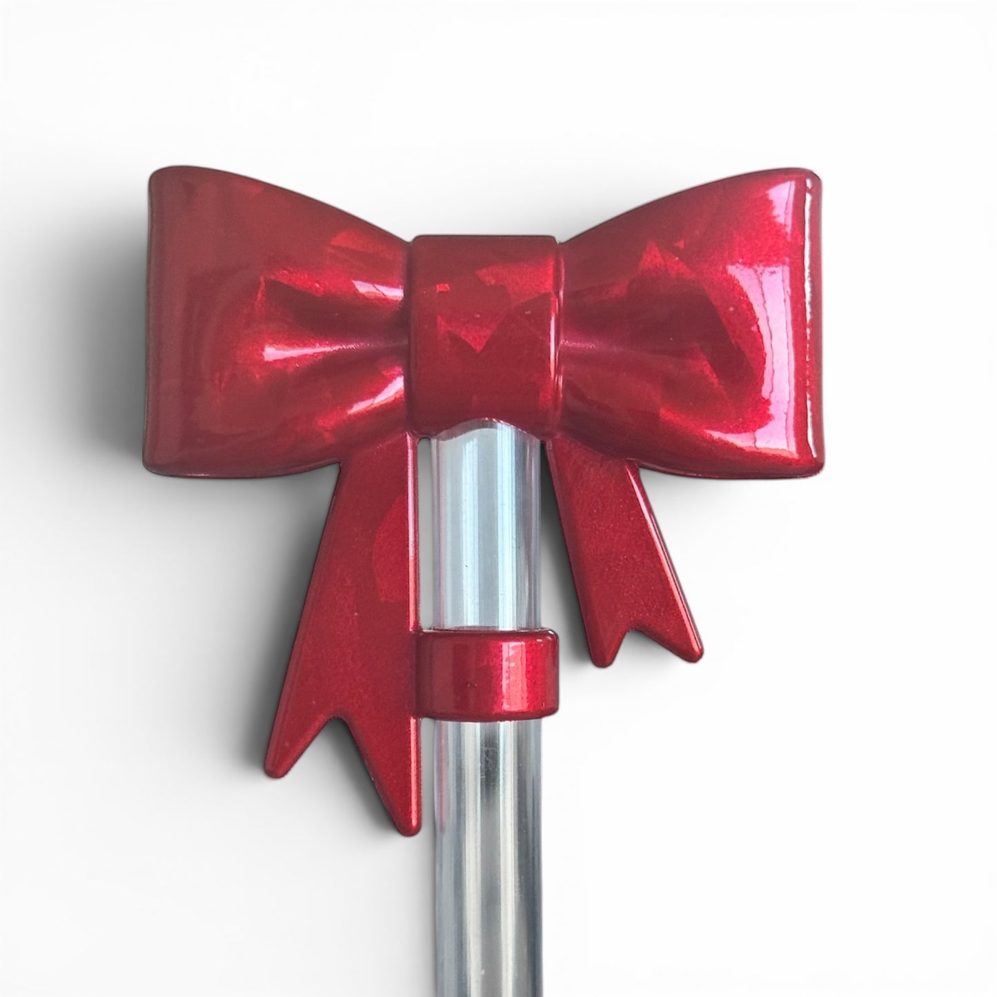 Next Nirvana crimson holographic red 3D silicone bow straw topper for tumblers