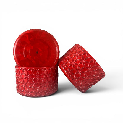 Next Nirvana crimson red holographic silicone tumbler boots with a floral 3D textured pattern for drinkware protection.