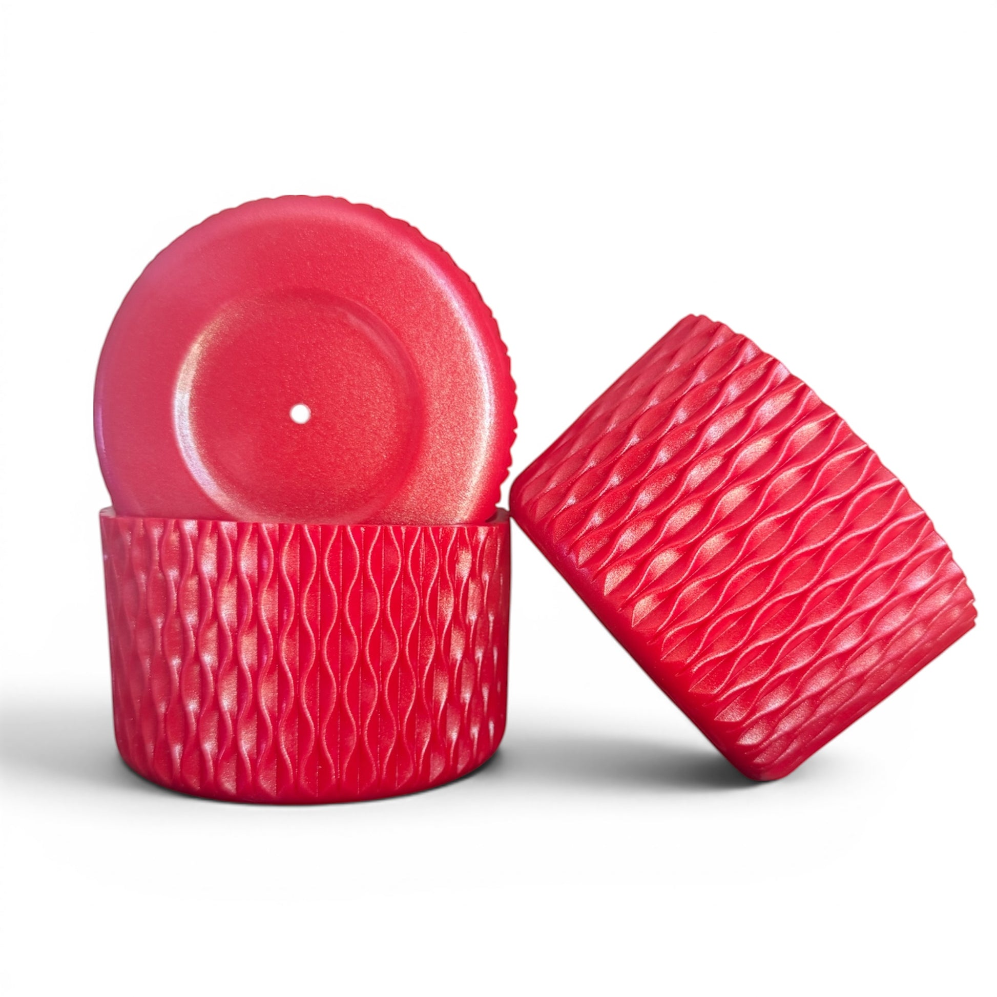Next Nirvana red silicone tumbler boot with a textured wave pattern for Stanley and other tumblers