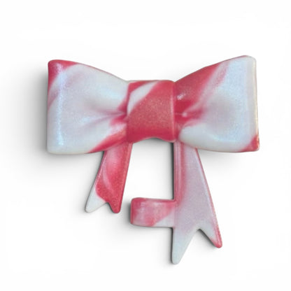 Next Nirvana red and white shimmer silicone 3D bow straw topper for tumblers