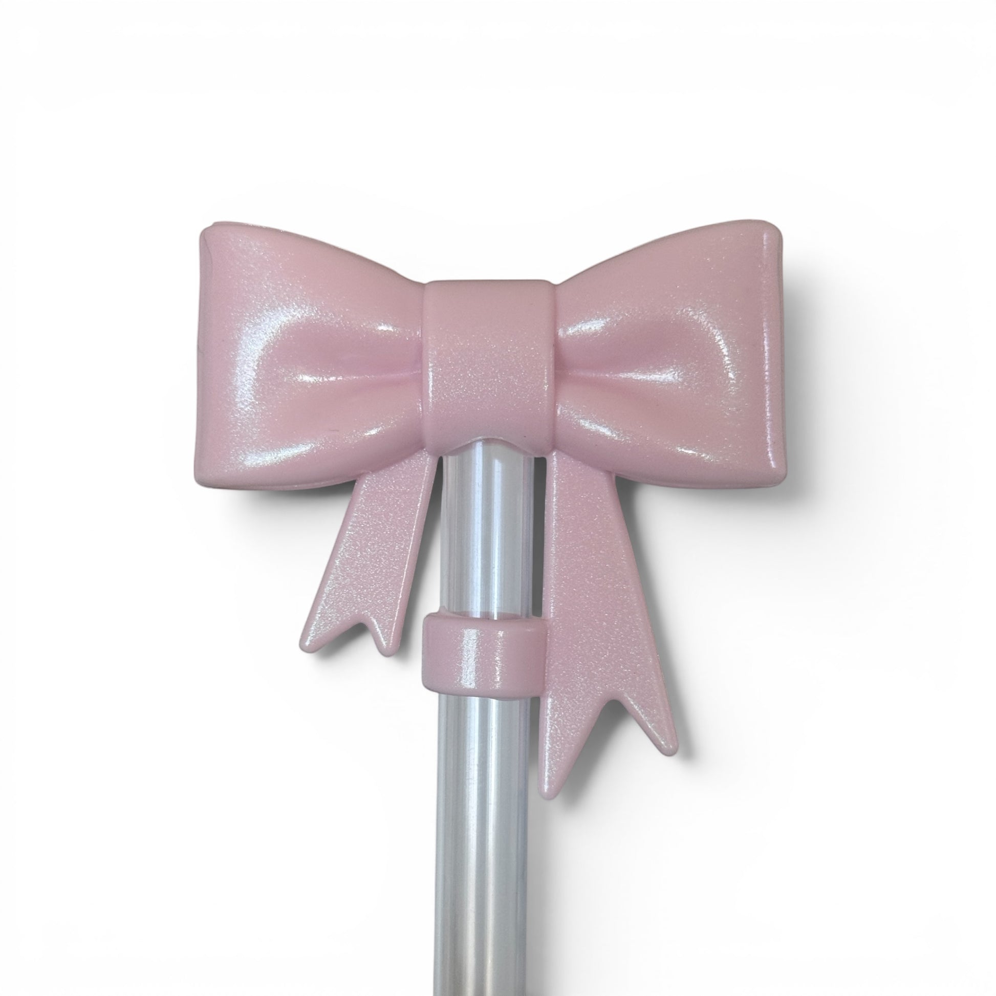 Next Nirvana shimmer rose pink 3D bow straw topper for tumblers made of flexible BPA-free silicone