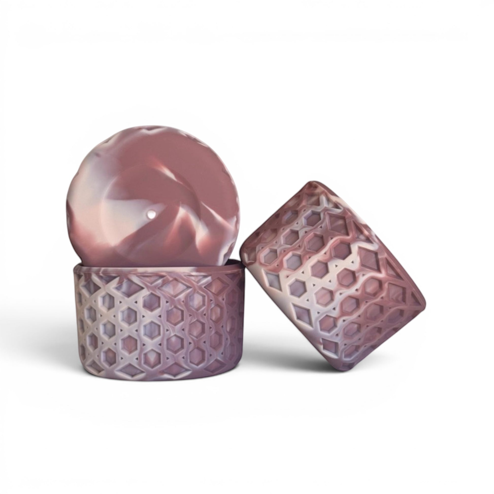 Next Nirvana rose quartz matte silicone tumbler boots with a 3D waffle texture for 20-40oz insulated cups.