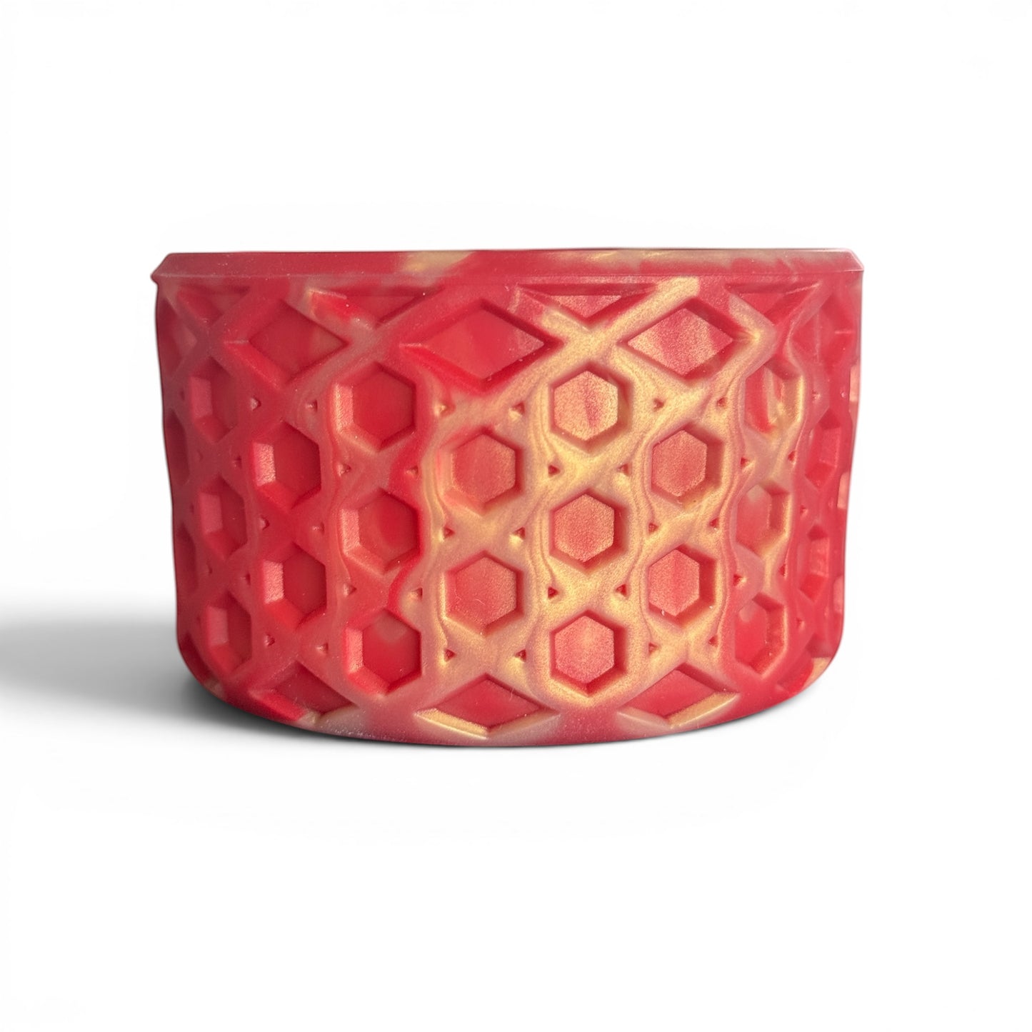 Next Nirvana Scarlet Afterglow silicone tumbler boot with a textured waffle pattern for Stanley and similar cups.