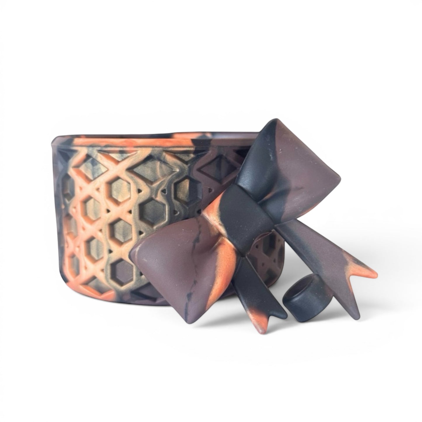 Next Nirvana Urban Smoke matte silicone tumbler boot and 3D bow straw topper set with a textured waffle pattern.