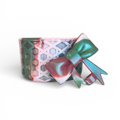 Next Nirvana Watermelon Moonshine shimmer silicone tumbler boot and 3D bow straw topper with waffle texture.