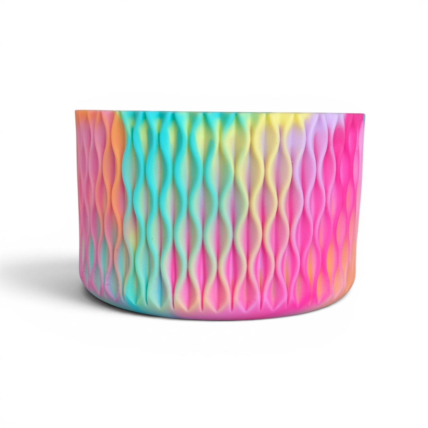 Next Nirvana silicone tumbler boot in a matte, multi-colored wave pattern for 20-40oz insulated drinkware.
