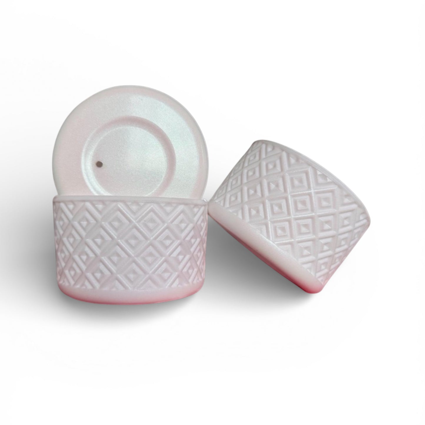 Next Nirvana white shimmer silicone tumbler boot with a diamond textured pattern for protective cup base coverage.